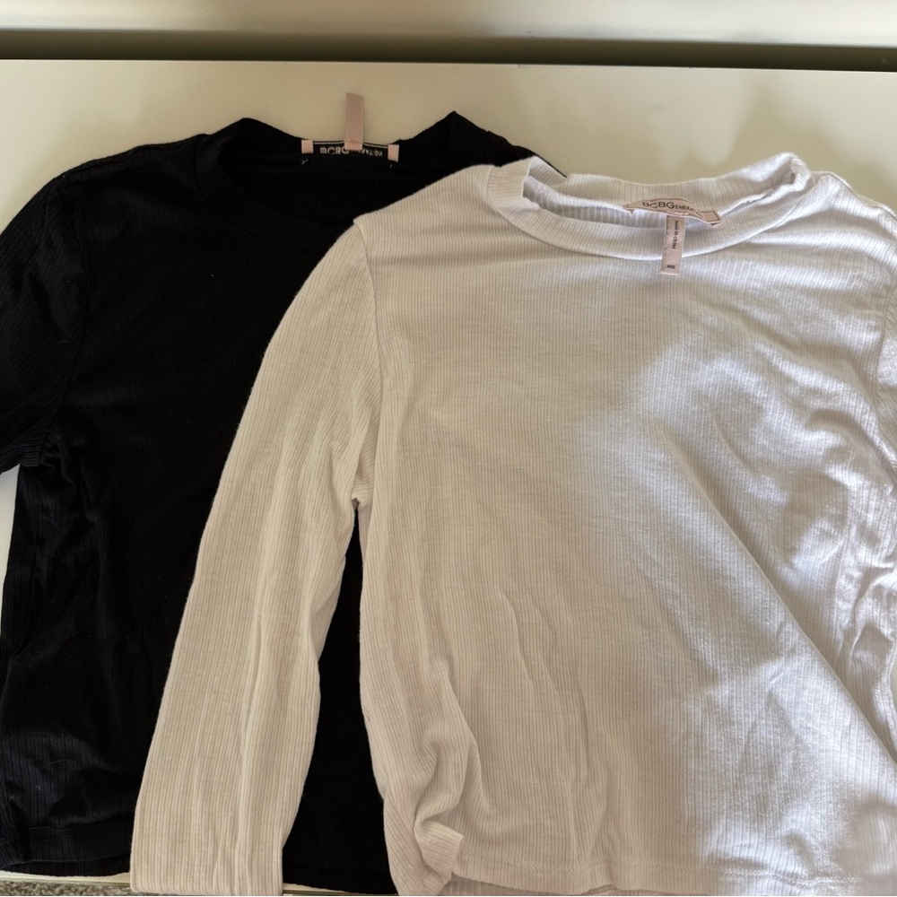 Black and White Long Sleeve Tops